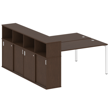 Рабочая станция с опорным шкафом-купе Metal System Style БП.РС-СШК-4.4 2010x2332x1098 (Венге Цаво/Белый металл)