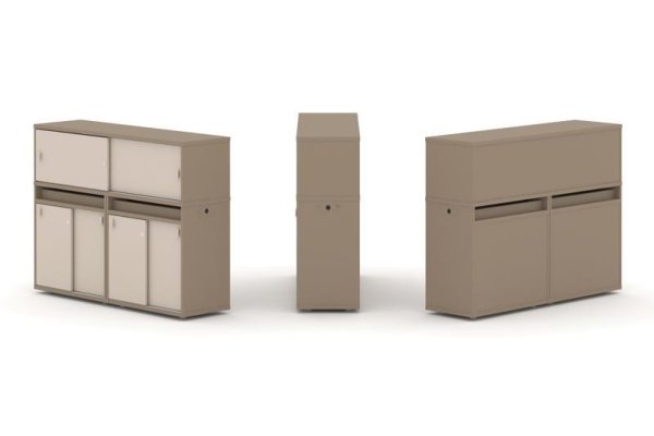 Тумба двойная + низкая надставка ES.NB.2N-6 (1500х410х1135) (Латте/Капучино)