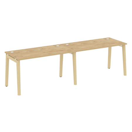 Рабочая станция на деревянных опорах Onix Wood OW.RS-2.3.7 2760x720x750 (Тиквуд Светлый/Дуб Светлый)