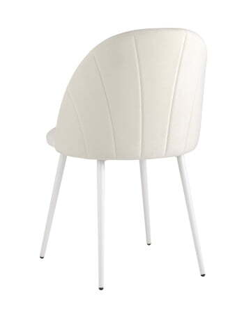 Стул Логан велюр молочный белые ножки (Стул Логан молочный)