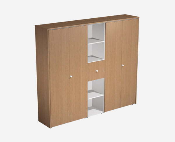 Шкаф комбинированный Profiquadro КВ 363 БВ 2270x460x1990 (Белый премиум / Вишня скандинавская)