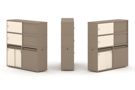 Тумба двойная + высокая надставка ES.NB.2V-27 (1500х410х1520) (Латте/Сатин)