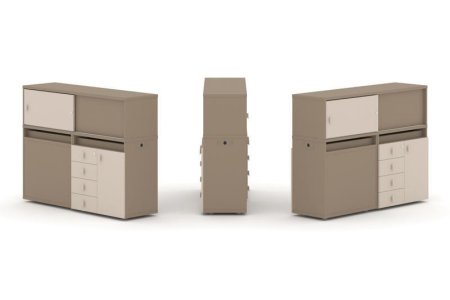 Тумба двойная + низкая надставка ES.NB.2N-18 (1500х410х1135) (Латте/Капучино)