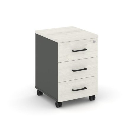 Тумба мобильная 3 ящика стандартные колеса SN.TM-002 (416х460х611) (Антрацит/Дуб Наварра)