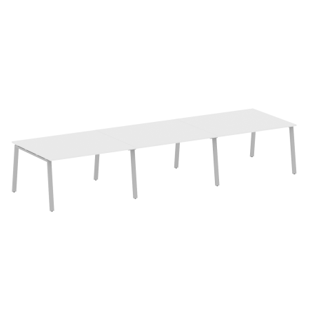 Стол для переговоров (3 столешницы) на А-образном м/к Metal System Style БА.ПРГ-3.3 4200x1235x750 (Белый/Серый металл)