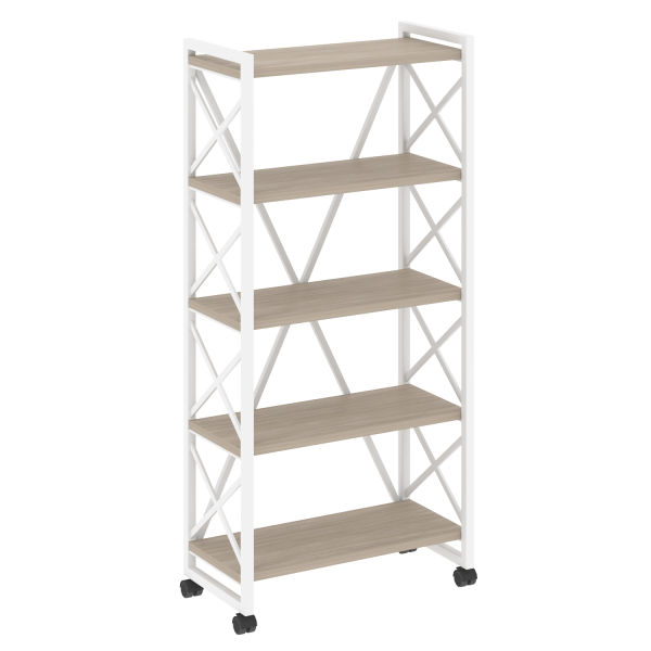 Стеллаж на колесных опорах-5 полок VR.L-MST.K-5.8 800x400x1704 (Дуб Аттик/Белый металл)