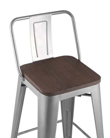Стул полубарный TOLIX WOOD со спинкой серебристый матовый (Стул полубарный Tolix серебристый, матовый)