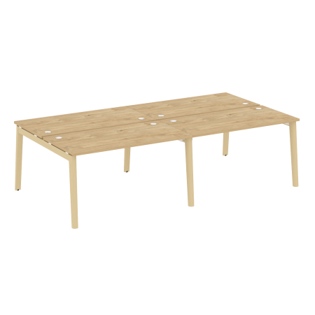 Рабочая станция на деревянных опорах Onix Wood OW.D.RS-4.3.7 2760x1475x750 (Тиквуд Светлый/Дуб Светлый)