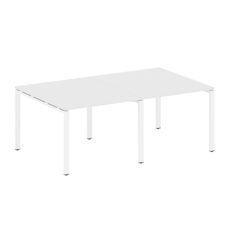 Переговорный стол 2 столешницы Metal System Style БП.ПРГ-2.1 2000x1235x750 (Белый/Белый металл)