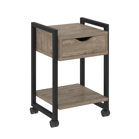 Тумба на колесных опорах с ящиком и полкой VR.L-T1.K 500x460x767 (Тиквуд Темный/Черный металл)