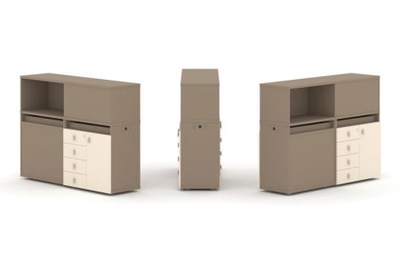 Тумба двойная + низкая надставка ES.NB.2N-16 (1500х410х1135) (Латте/Сатин)