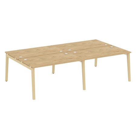 Рабочая станция на деревянных опорах Onix Wood OW.D.RS-4.3.8 2760x1635x750 (Тиквуд Светлый/Дуб Светлый)