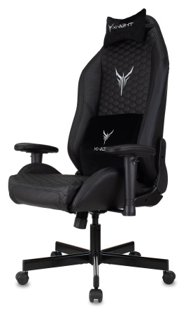 Кресло игровое Knight Neon черный соты эко.кожа с подголов. крестов. металл (Черный)