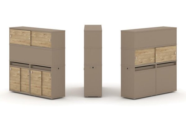 Тумба двойная + высокая надставка ES.NB.2V-9 (1500х410х1520) (Латте/Тиквуд Светлый)