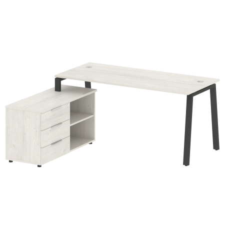 Рабочая станция с тумбой на А-образном м/к Metal System Style БА.РС-СТС-2.4 (L) 1700x1520x750 (Дуб наварра/Антрацит металл)
