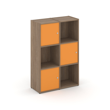 Стеллаж Locker Plus LK.K-002 798x350x1203 (Дуб Аризона | Оранжевый)