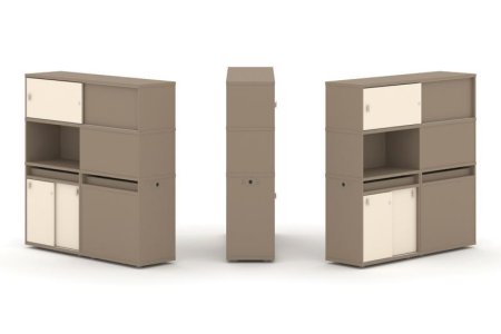 Тумба двойная + высокая надставка ES.NB.2V-33 (1500х410х1520) (Латте/Сатин)