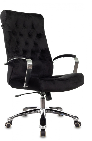 Кресло руководителя T-9928SL Fabric черный Italia Black крестов. металл хром (Черный)