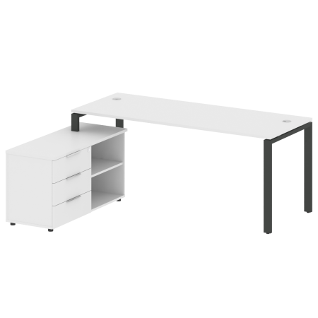 Рабочая станция с опорной тумбой левая Metal System Style БП.РС-СТС-2.5 Л 1900x1520x750 (Белый/Антрацит металл)