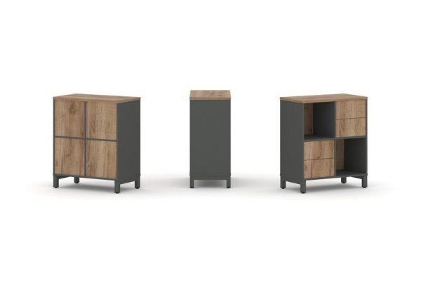 Набор стеллажа 1 сторонний, 2 яруса SN.NS-221 (754х400х881) (Антрацит/Дуб Табак/Металл Антрацит) Набор стеллажа 1 сторонний, 2 яруса SN.NS-221 (754х400х881) (Антрацит/Дуб Табак/Металл Антрацит)