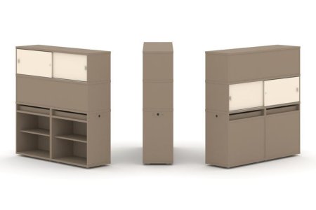 Тумба двойная + высокая надставка ES.NB.2V-3 (1500х410х1520) (Латте/Сатин)