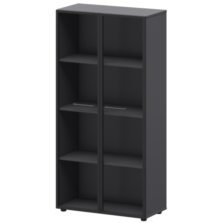 Шкаф высокий со стеклом в ал. рамке Кортез СМШ48RS 792x380x1595 (Графит)