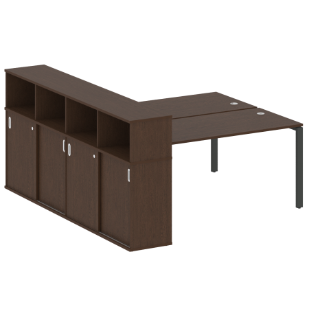Рабочая станция с опорным шкафом-купе Metal System Style БП.РС-СШК-4.4 2010x2332x1098 (Венге Цаво/Антрацит металл)
