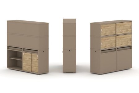 Тумба двойная + высокая надставка ES.NB.2V-14 (1500х410х1520) (Латте/Тиквуд Светлый)