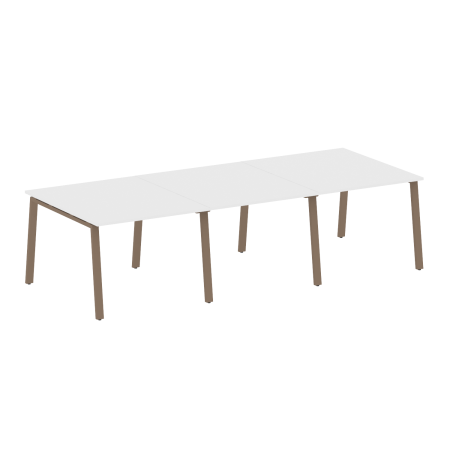 Стол для переговоров (3 столешницы) на А-образном м/к Metal System Style БА.ПРГ-3.1 3000x1235x750 (Белый/Мокко металл)