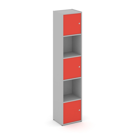 Стеллаж Locker Plus LK.K-007 408x350x1983 (Серый | Красный)