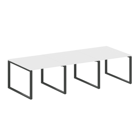 Переговорный стол 3 столешницы Metal System Style БО.ПРГ-3.1 3000x1235x750 (Белый/Антрацит металл)
