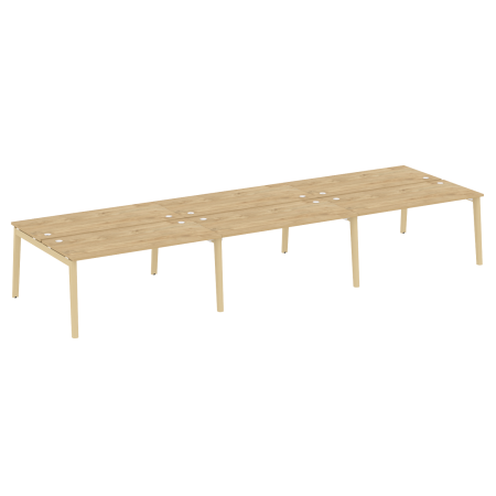 Рабочая станция на деревянных опорах Onix Wood OW.D.RS-6.4.7 4740x1475x750 (Тиквуд Светлый/Дуб Светлый)