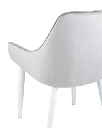 Стул Диана велюр серый ножки белые (Стул Диана серебристый)