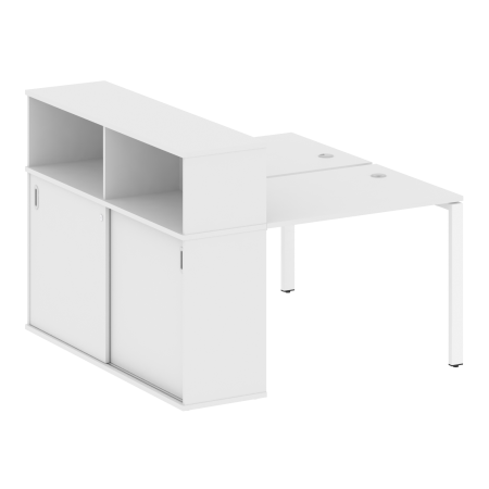 Рабочая станция с опорным шкафом-купе Metal System Style БП.РС-СШК-2.1 1410x1475x1098 (Белый/Белый металл)