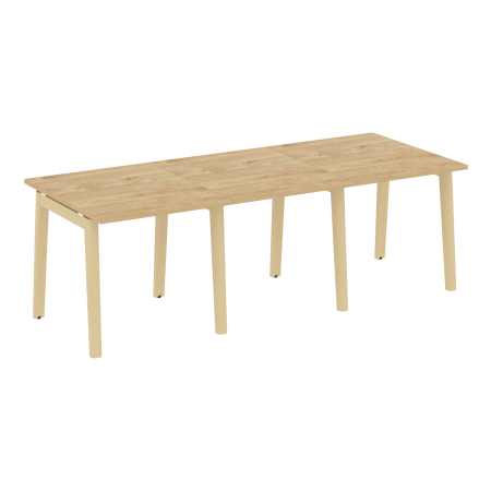 Стол переговорный на деревянных опорах Onix Wood OW.PRG-3.0 2340x980x750 (Тиквуд Светлый/Дуб Светлый)