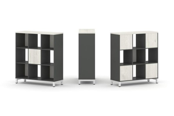 Набор стеллажа 2-х сторонний, 3 яруса SN.NSD-331 (1121х400х1248) (Антрацит/Дуб Наварра/Металл Белый) Набор стеллажа 2-х сторонний, 3 яруса SN.NSD-331 (1121х400х1248) (Антрацит/Дуб Наварра/Металл Белый)