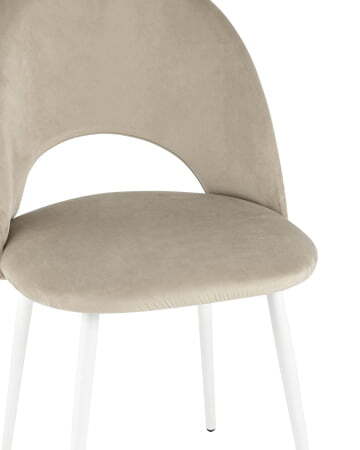 Стул Меган велюр бежевый белые ножки (Стул Меган бежевый)