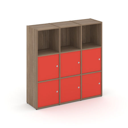 Стеллаж Locker Plus LK.K-003 1188x350x1203 (Дуб Аризона | Красный)