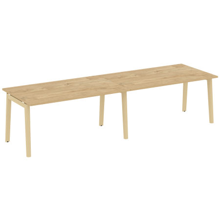 Стол переговорный на деревянных опорах Onix Wood OW.PRG-2.4 3160x980x750 (Тиквуд Светлый/Дуб Светлый)