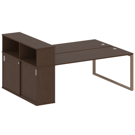 Рабочая станция с шкафом-купе на О-образном м/к Metal System Style БО.РС-СШК-2.5 Т 2210x1475x1098 (Венге Цаво/Мокко металл)