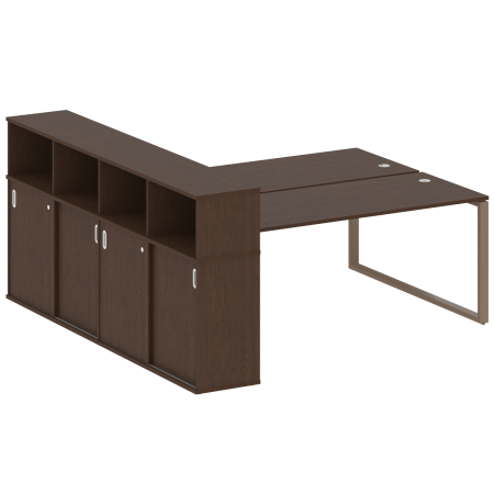 Рабочая станция с шкафом-купе на О-образном м/к Metal System Style БО.РС-СШК-4.5 Т 2210x2332x1098 (Венге Цаво/Мокко металл)