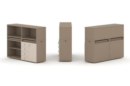 Тумба двойная + низкая надставка ES.NB.2N-7 (1500х410х1135) (Латте/Капучино)