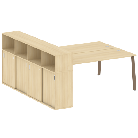 Рабочая станция с шкафом-купе на А-образном м/к Metal System Style БА.РС-СШК-4.5 Т 2210x2332x1098 (Акация/Мокко металл)