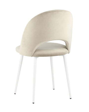 Стул Меган велюр бежевый белые ножки (Стул Меган бежевый)