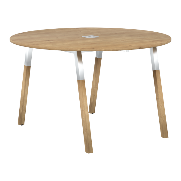 Стол для переговоров Forta FRST 1250 D=1250xx733 (Дуб Гамильтон/Белый премиум)