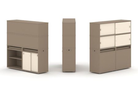 Тумба двойная + высокая надставка ES.NB.2V-14 (1500х410х1520) (Латте/Сатин)