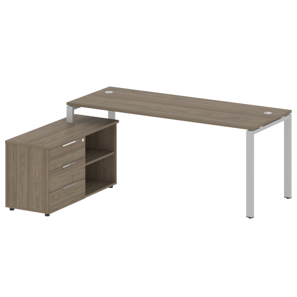 Рабочая станция с опорной тумбой левая Metal System Style БП.РС-СТС-2.5 Л 1900x1520x750 (Вяз/Серый металл) Рабочая станция с опорной тумбой левая Metal System Style БП.РС-СТС-2.5 Л 1900x1520x750 (Вяз/Серый металл)