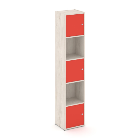 Стеллаж Locker Plus LK.K-007 408x350x1983 (Денвер Светлый | Красный)