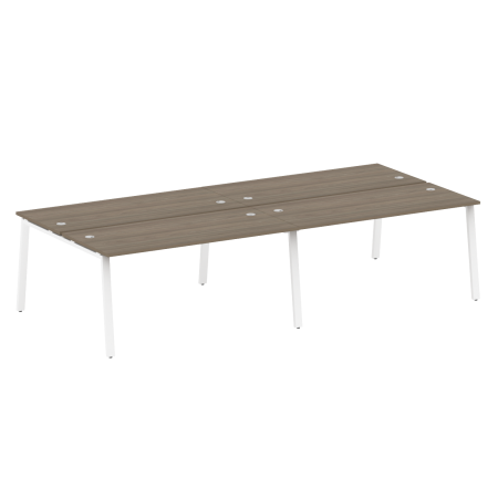 Рабочая станция на 4 рабочих места на А-образном м/к Metal System Style БА.СМ-4.4 3200x1475x750 (Вяз/Белый металл)