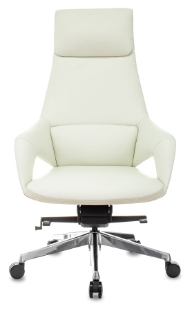 Кресло руководителя _DAO-2 белый кожа с подголов. крестов. алюминий (Белый) Кресло руководителя _DAO-2 белый кожа с подголов. крестов. алюминий (Белый)